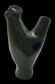 Antique Green Glazed Pottery Whistle