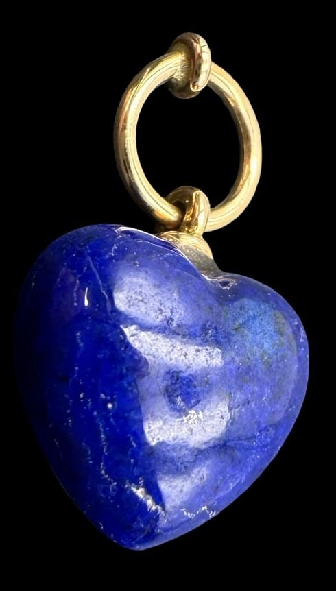 Vintage 18K Gold, Diamond & Lapis Lazuli Heart Shaped Pendant Charm (1 of 2)