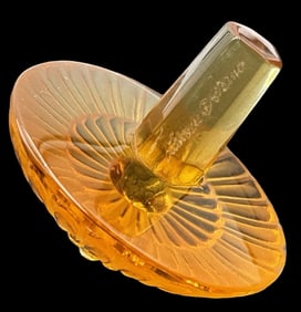 Vintage LALIQUE France Amber Crystal Spinning Top