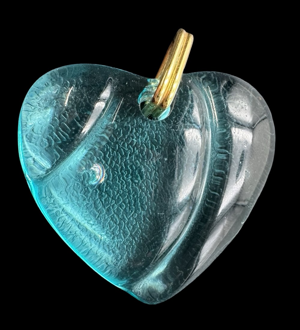 Vintage BACCARAT Blue Crystal Heart Shaped Pendant (1 of 4)