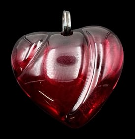 Vintage BACCARAT Red Crystal Heart Shaped Pendant