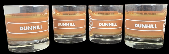 Mid-Century DUNHILL Montecruz Las Palmas Cigar Label Old-Fashioned Whiskey Glasses