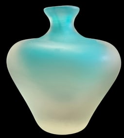 Stunning Vintage Mid-Century Mouthblown Blue Art Glass Vase
