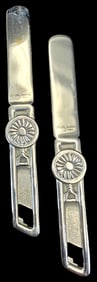 Stylish Pair of Vintage YAMAZAKI Japan "Dig In" Pattern Jelly Sandwich Knives