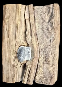 Very Unusual Piece of a Ship's Plank with Musket Bullet