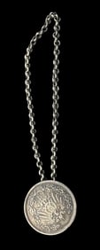 Antique German 800 Silver Rolo Chain & 1916 Silver Coin Pocket Watch Chain Pendant / Fob