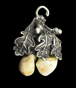 Unusual Vintage European 835 Silver Hunting Trophy Pocket Watch Chain Pendant Charm