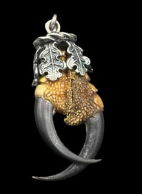 Unusual Vintage European 835 Silver Hunting Trophy Pocket Watch Chain Pendant Charm