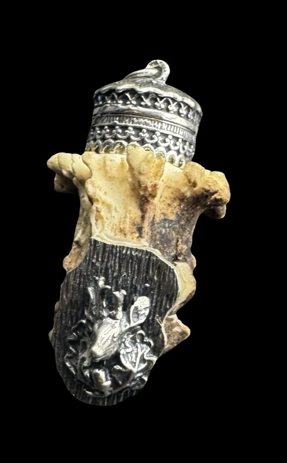 Unusual Vintage European 835 Silver Hunting Trophy Pocket Watch Chain Pendant Charm (1 of 4)