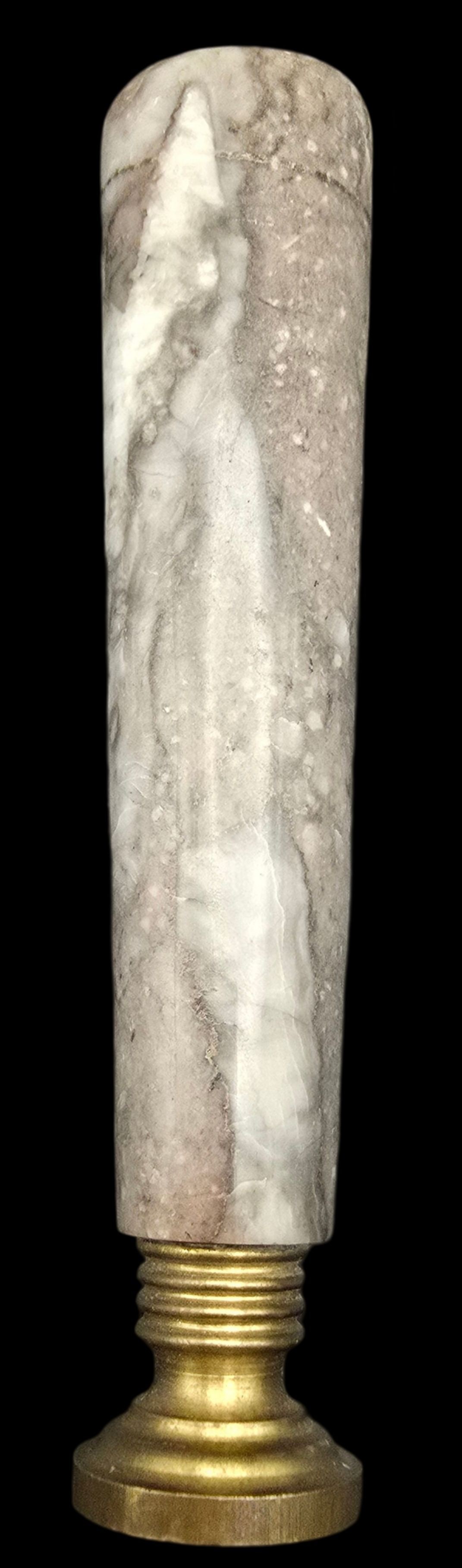 Antique European Marble & Brass Stamp Seal: Very good vintage condition with minor wear and patina according to age, please see pictures. Measures approx. 5" long x 1" wide.