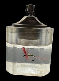 Vintage Mid-Century Lucite Table Lighter /w Fish Hook