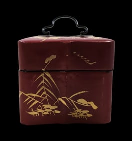 Rare Antique VANLINE'S Japan Perfume Bottles in Red Lacquer Box