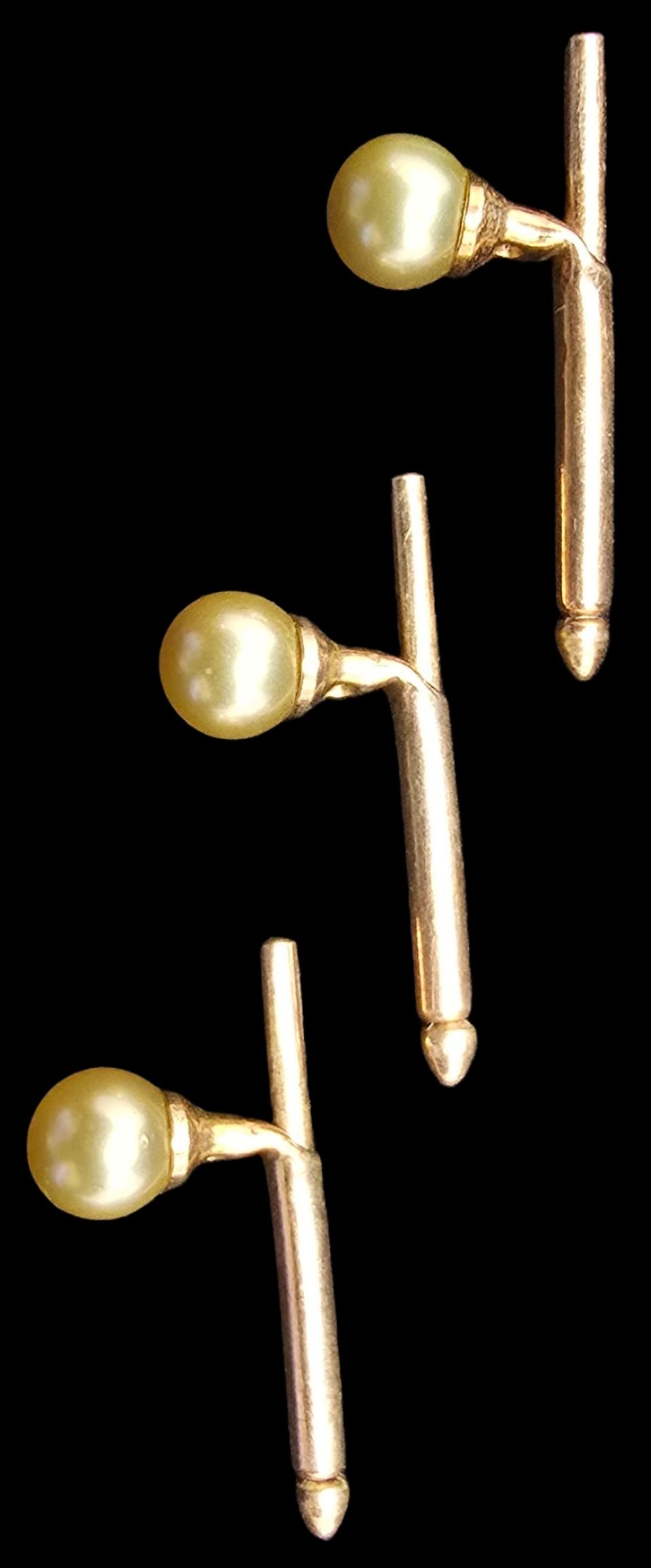 Gorgeous Lot of 3 Antique Gold Filled Shirt Buttons /w Pearls (1 of 2)