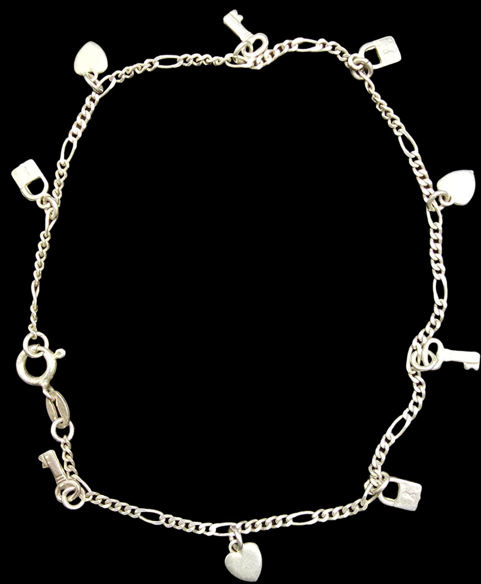 Whimsical Vintage Sterling Silver Chain Bracelet /w Small Pendant Charms: Very good vintage condition with minor patina according to age. Measures approx. 10" long and weighs ca. 5.5 grams. Marked for Sterling Silver.