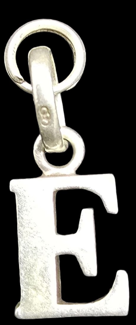 Great Vintage Sterling Silver Letter "E" Pendant Charm (1 of 3)