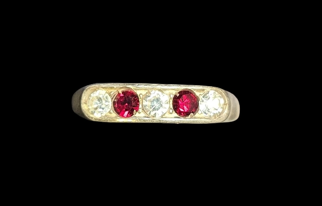 Unusual ca. 1940 W. FREY & CO Germany European 835 Silver Ring With Ruby Gemstone Stones: Very good vintage condition with minor patina and wear according to age. The ring is a size 6 and weighs ca. 2 grams. Marked for 835 (83.5%) silver and carrying Frey's designer mark. Frey was a well-k
