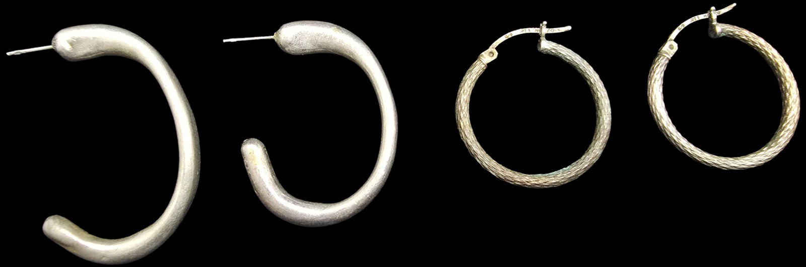 Lot of 2 Pairs of Vintage Sterling Silver Hoop Earrings (1 of 1)