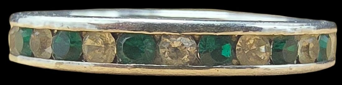 Gorgeous Vintage Sterling Silver Ring /w Green & Clear Gemstones (1 of 4)