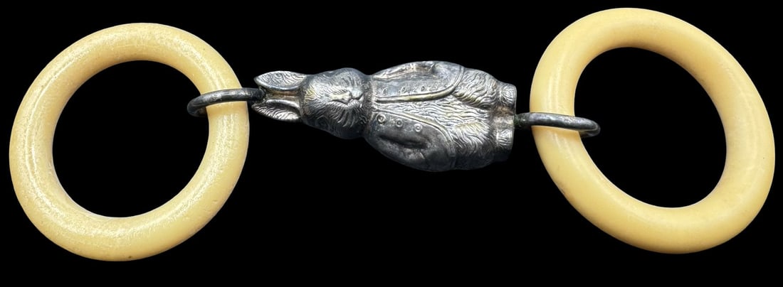 Vintage Sterling Silver Rabbit/Bunny Baby Teething Ring Rattle (1 of 4)