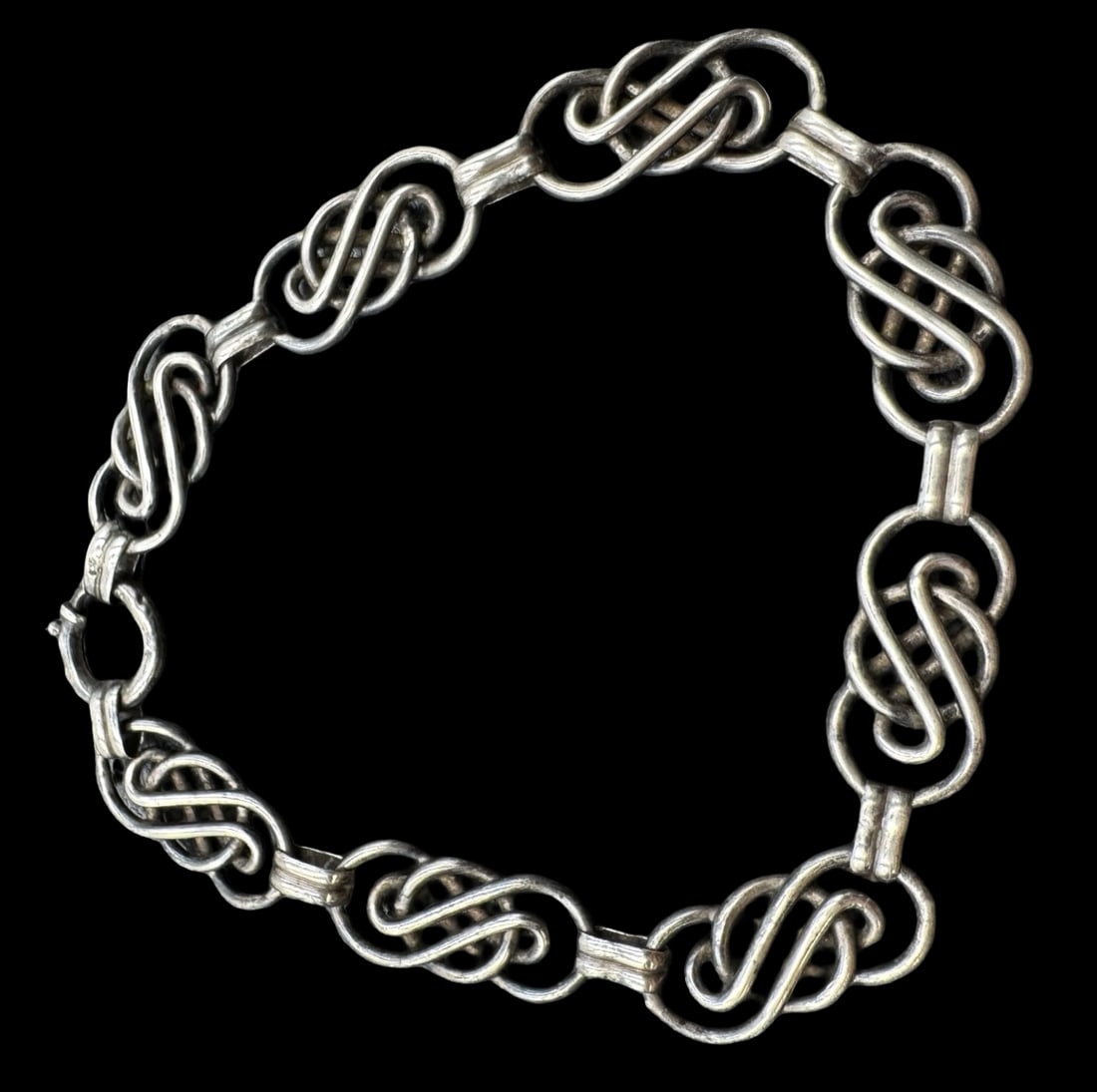 Unusual Ornate Vintage European 835 Silver Chain Bracelet (1 of 4)