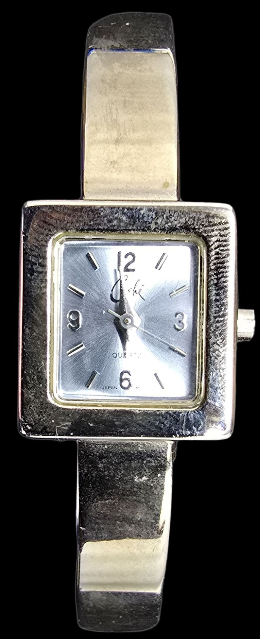Beautiful Vintage CACHE Quartz Stainless Steel Ladies Bracelet Watch: Very good vintage condition with minor patina according to age; works (but needs new battery). Weighs ca. 42.5 grams and inside circumference is approx. 2 1/2".