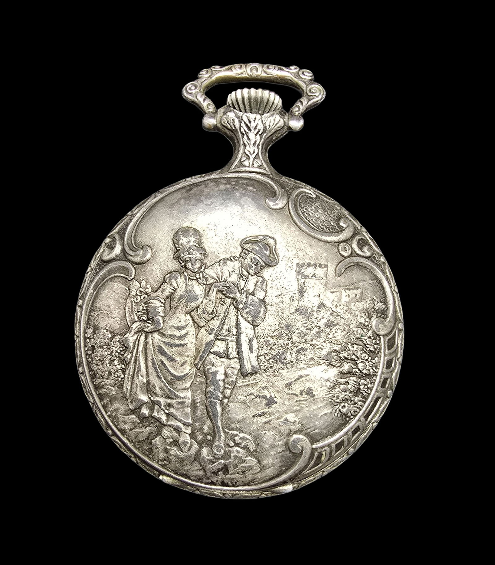 Gorgeous Ornate Vintage Swiss CARAVAELLE Silver-Tone Pocket Watch (1 of 6)
