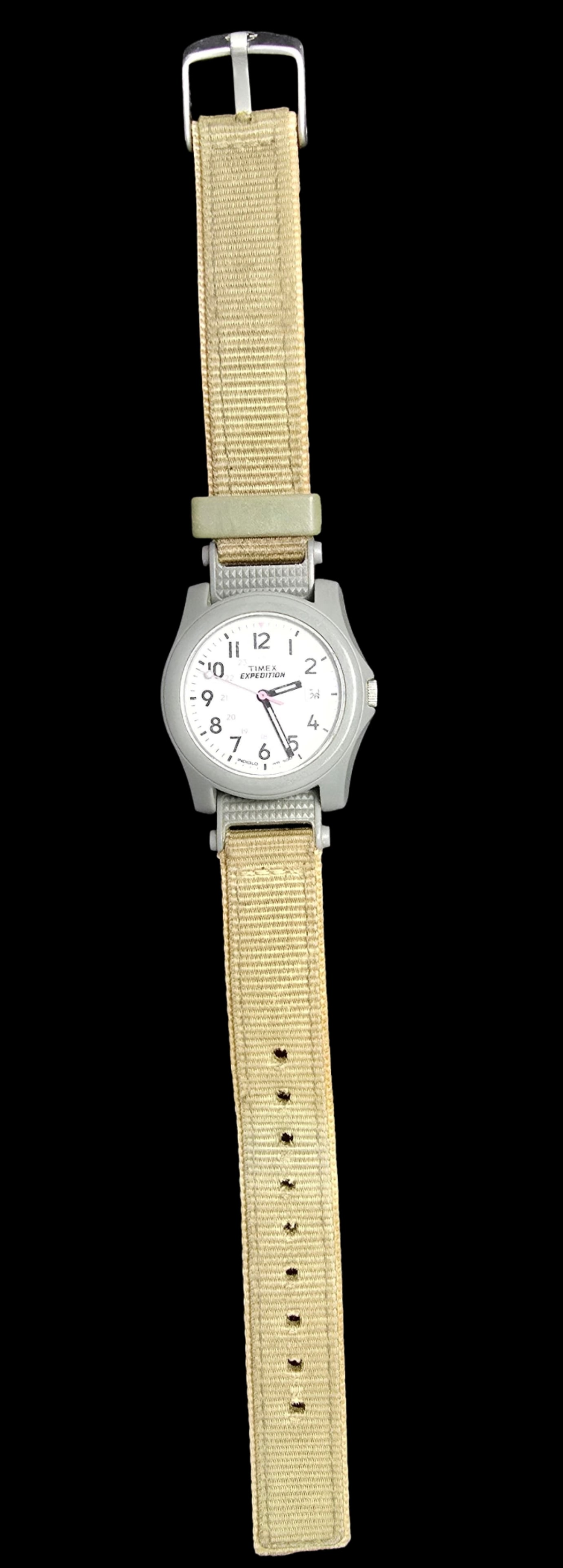 Amazing TIMEX EXPEDITION Watch Date Indicator WR 50M Beige Buckle Band (1 of 4)