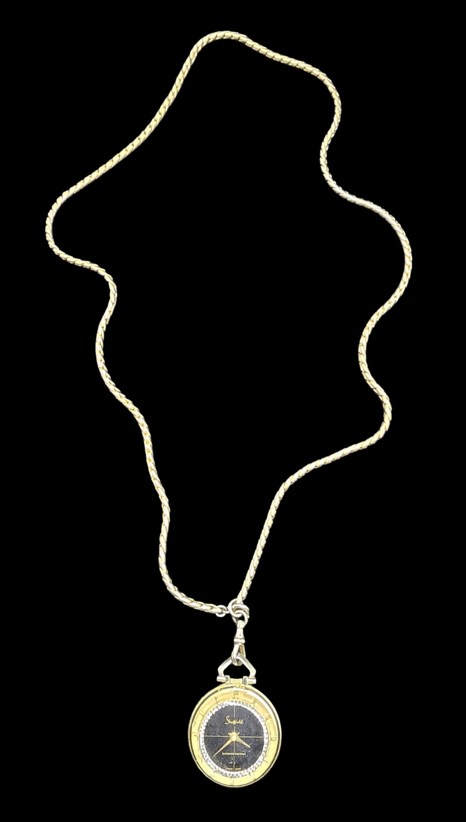 Beautiful Vintage Gold-Tone Necklace /w Swiss SHEFFIELD Pendant Watch (1 of 4)