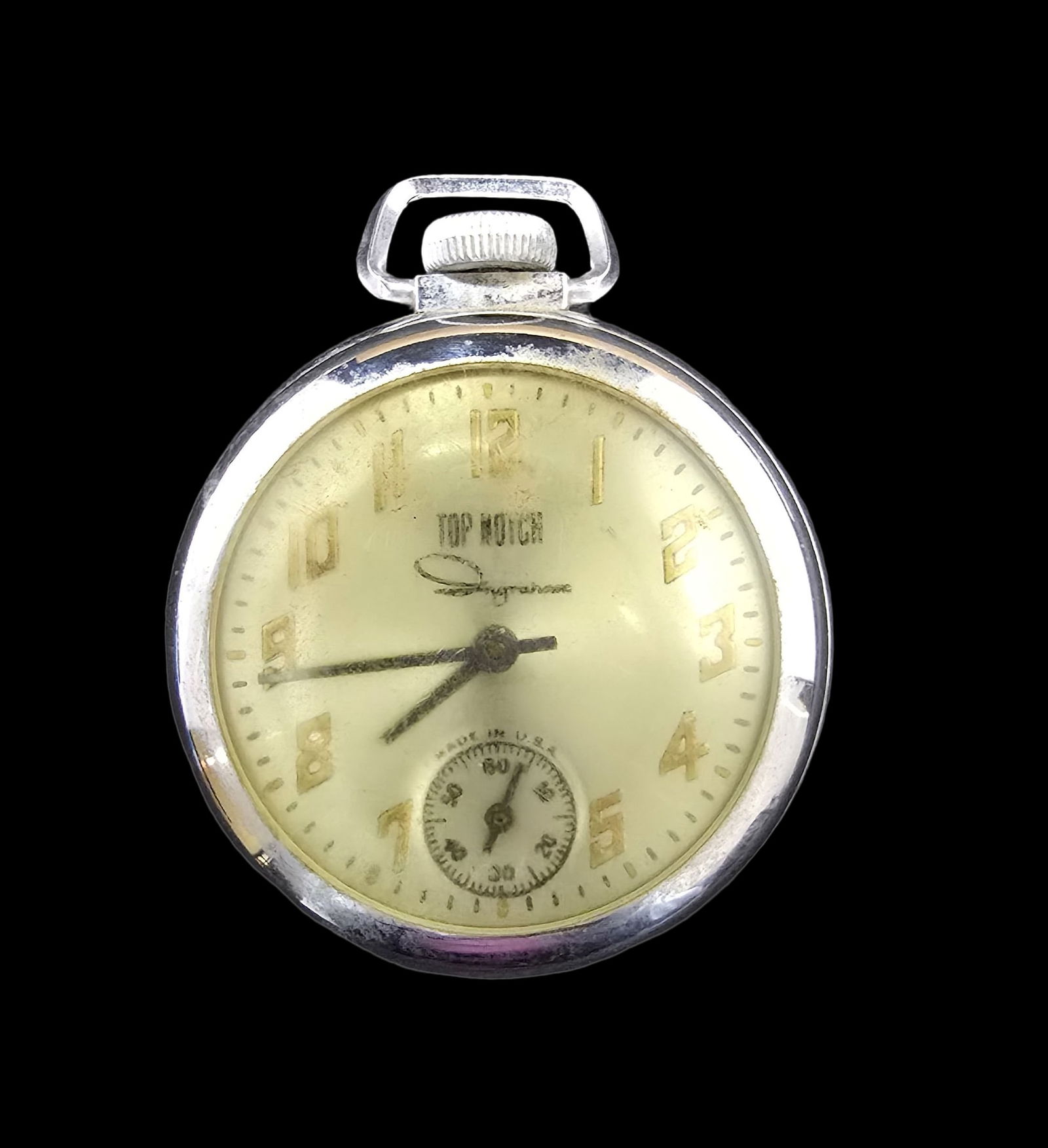 Vintage TOP NOTCH Eingraham Silver-Tone Pocket Watch (1 of 3)