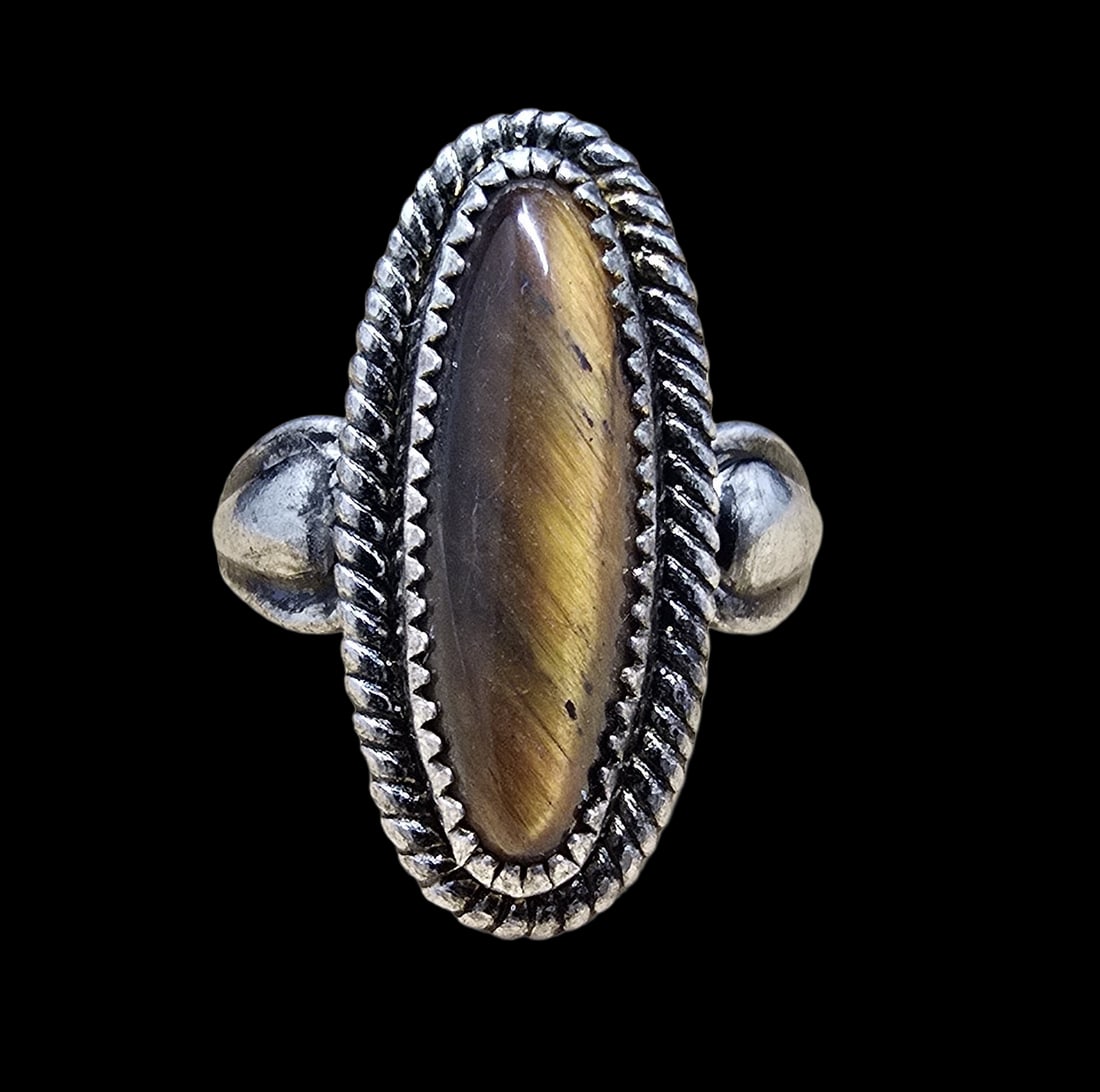 Mid-Century Southwestern PACIFIC JEWELRY COMPANY Sterling Silver & Tiger's Eye Ring (1 of 4)