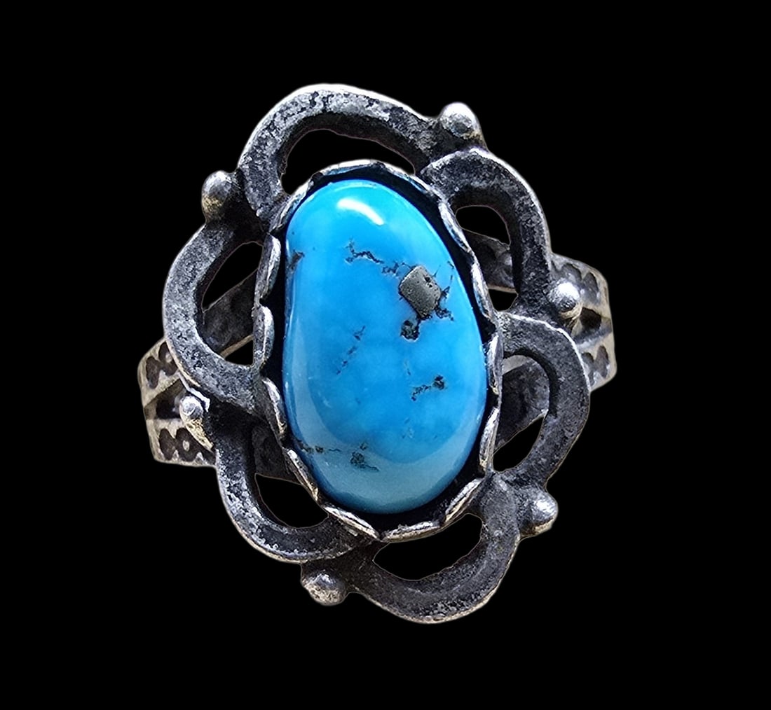 Mid-Century Southwestern Sterling Silver & Turquoise Ring (1 of 4)