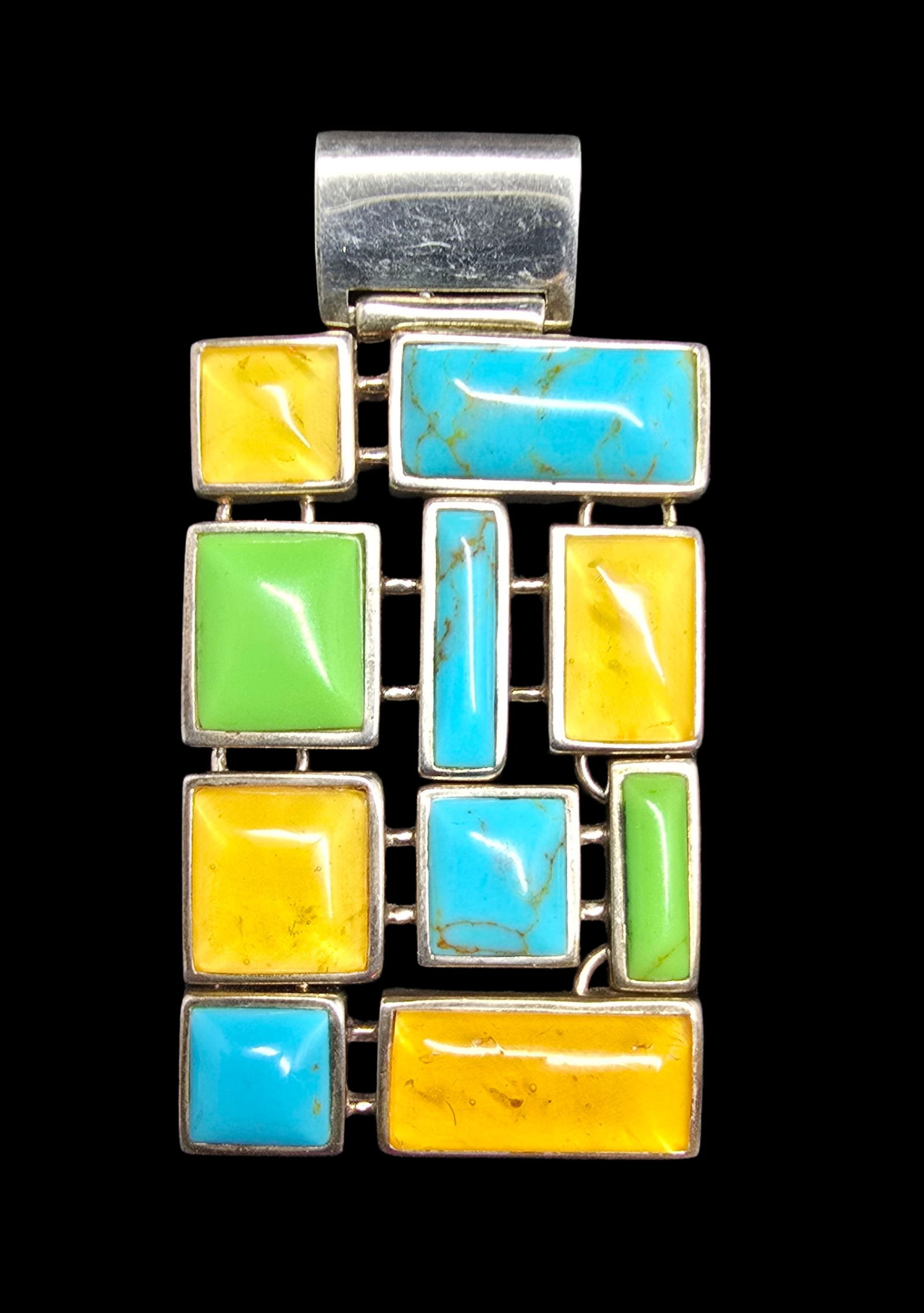 Beautiful Vintage Sterling Silver & Multi-Color Gemstone Pendant Charm (1 of 2)