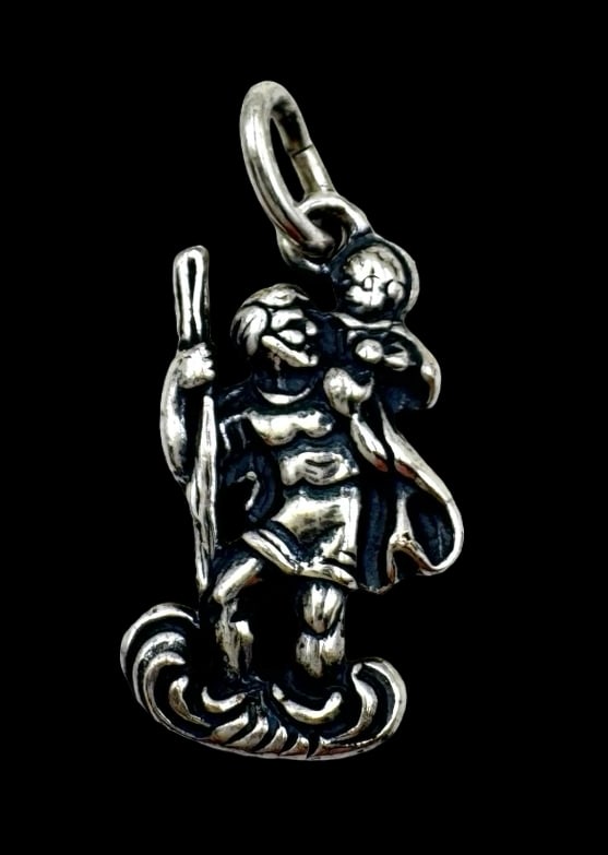 Vintage Sterling Silver Saint Christopher Pendant Charm (1 of 3)
