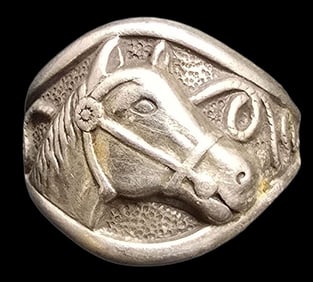 Vintage Mid-Century 1960s Native American BELL Trading Post Sterling Silver Horse Theme Ring