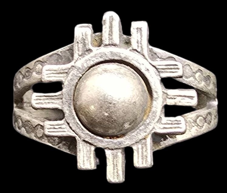 Vintage Mid-Century Southwestern Native American Sterling Silver Designer Ring (1 of 4)