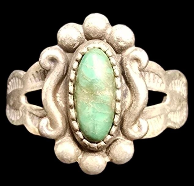 Vintage Mid-Century 1960s Native American BELL Trading Post Sterling Silver & Gemstone Ring (1 of 4)