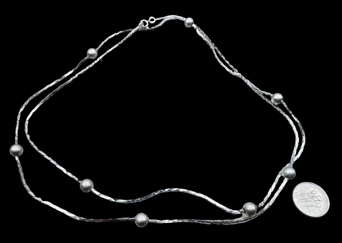 Vintage European 835 Silver Ball Necklace (1 of 3)