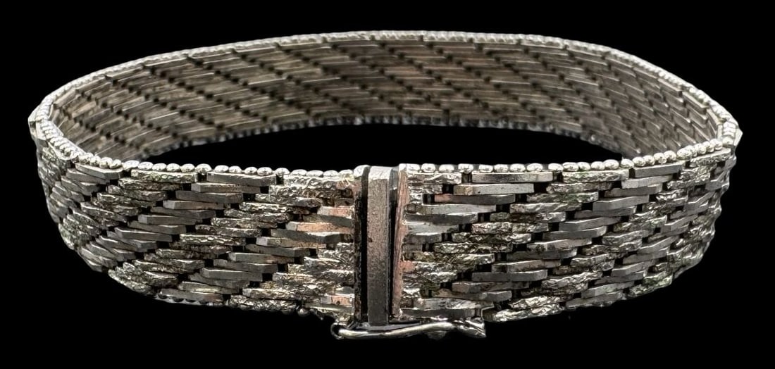 Stylish & Heavy Vintage Mid-Century Sterling Silver Bracelet (1 of 6)