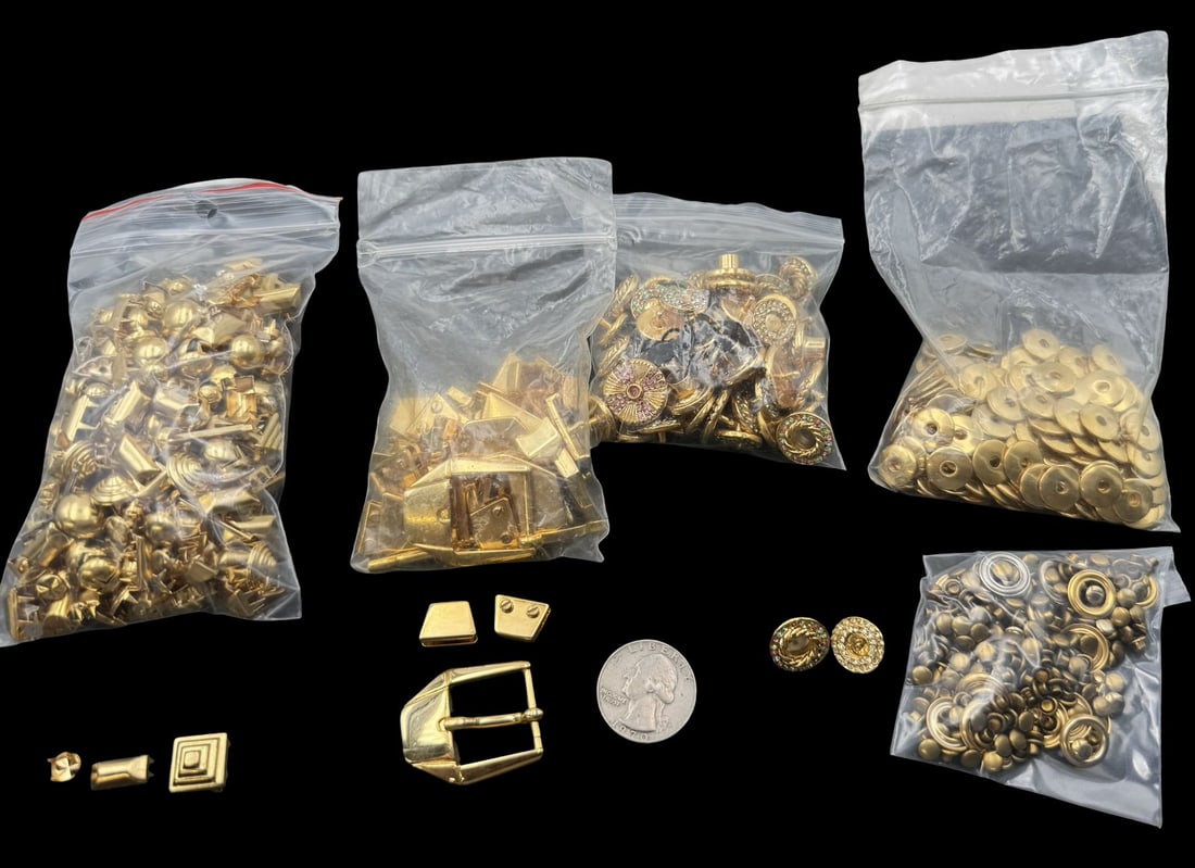 Jewelry Making Lot: Gold Metal Different Size Rivets & Multi-Color Rhinestone Applications (1 of 3)