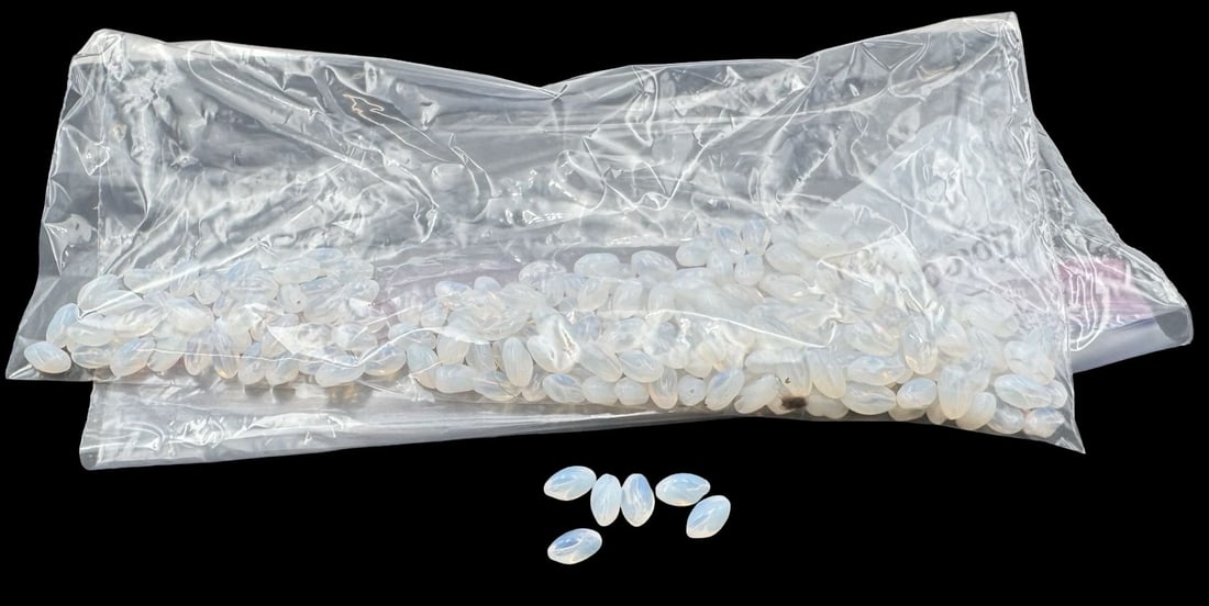 Jewelry Making Lot: Hand Carved Iridescent Opaque Gemstone Beads (1 of 3)