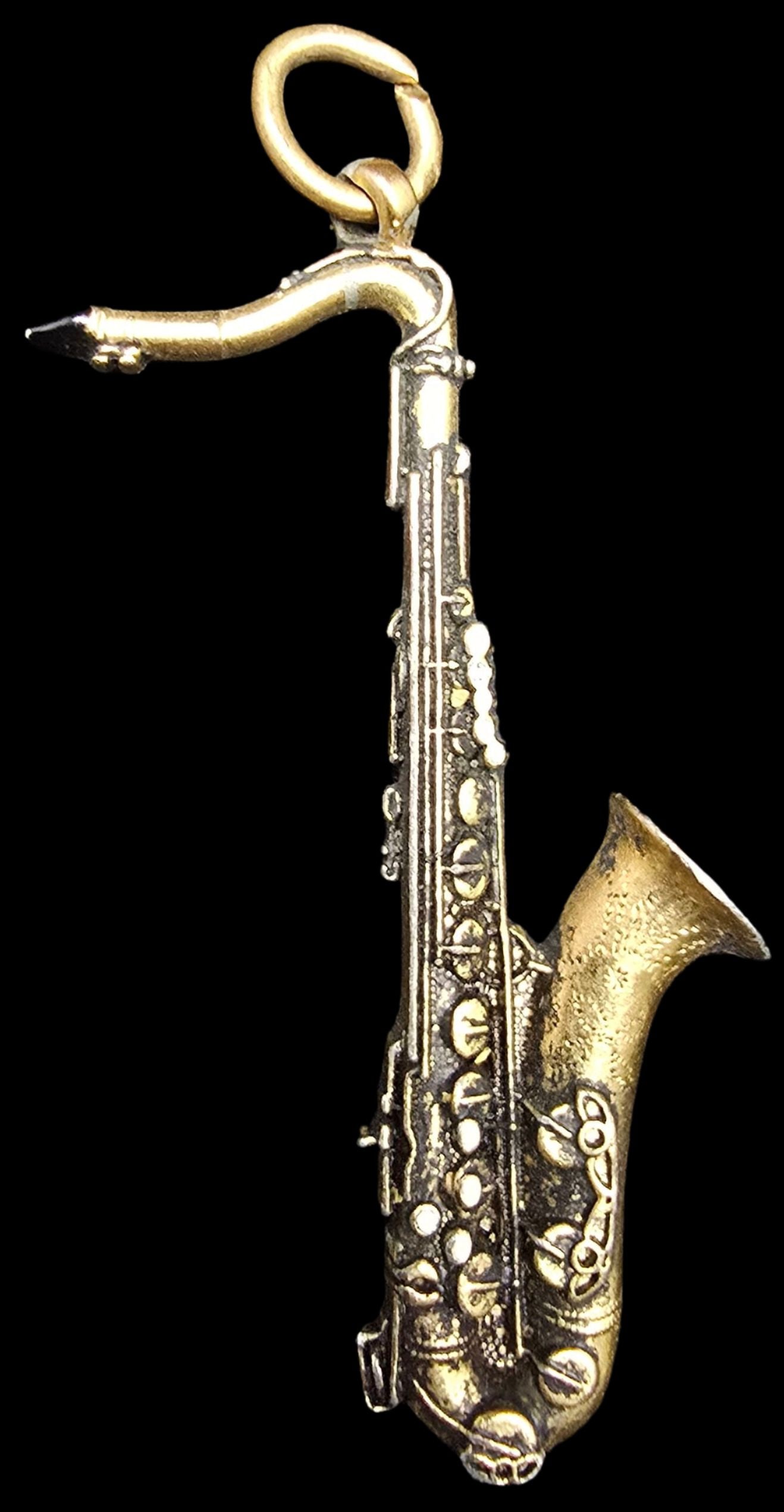 Ornate Vintage FUTURE PRIMITIVE Gold-Tone Costume Jewelry Saxophone Pendant (1 of 3)