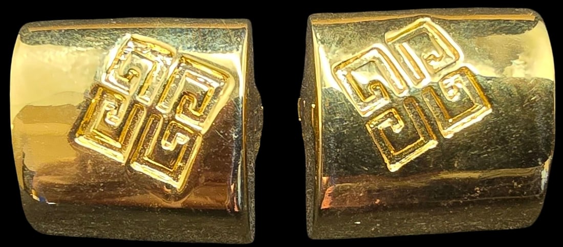 Amazing Vintage GIVENCHY Gold Plated Costume Jewelry Clip-On Earrings (1 of 4)