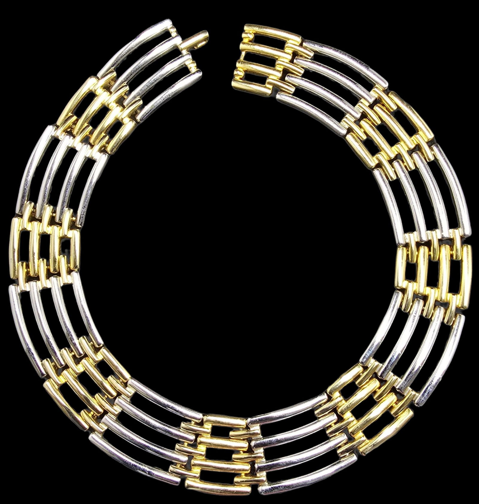 Stylish Vintage GIVENCHY Gold & Silver-Tone Choker Panel Necklace (1 of 6)