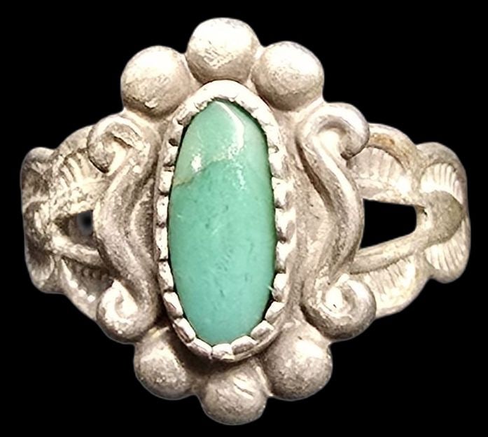 Vintage Mid-Century 1960s Native American BELL Trading Post Sterling Silver & Gemstone Ring (1 of 4)