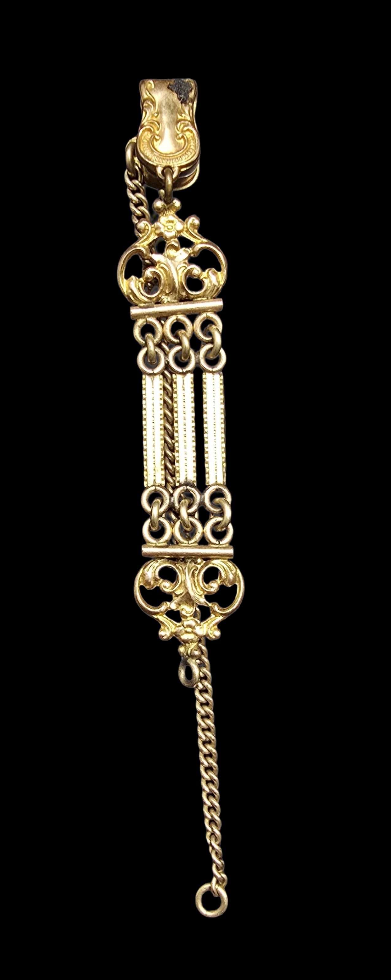 Gorgeous Ornate Antique Gold Filled Pocket Watch Chain Clip (1 of 4)