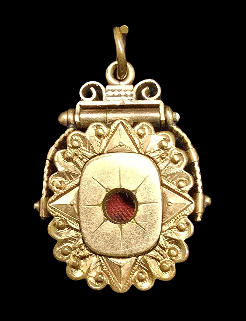 Gorgeous Ornate Antique Gold Filled & Gemstone Pocket Watch Pendant Swivel Fob (1 of 3)