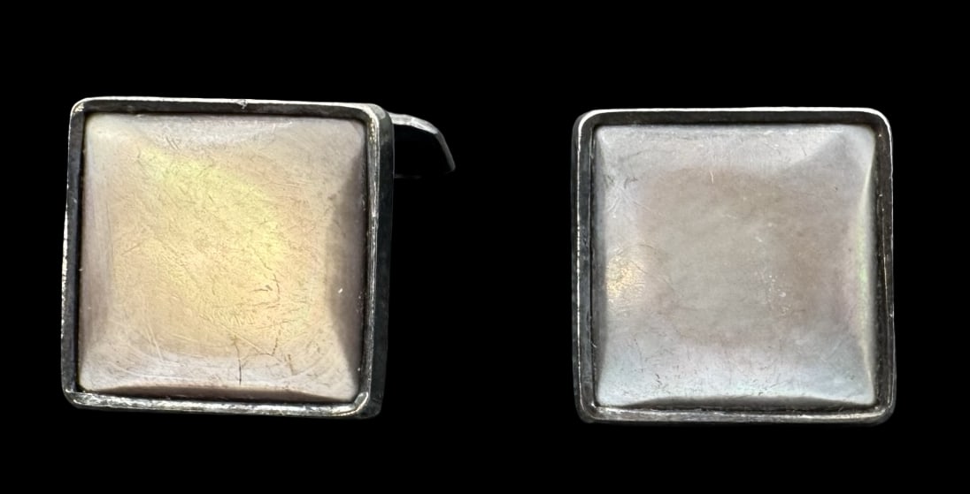 Vintage European 835 Silver & Mother of Pearl Cufflinks (1 of 5)