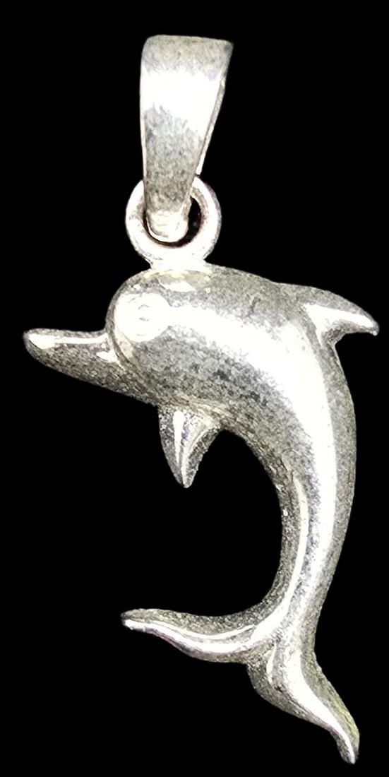 Whimsical Vintage Sterling Silver Dolphin Pendant Charm (1 of 3)
