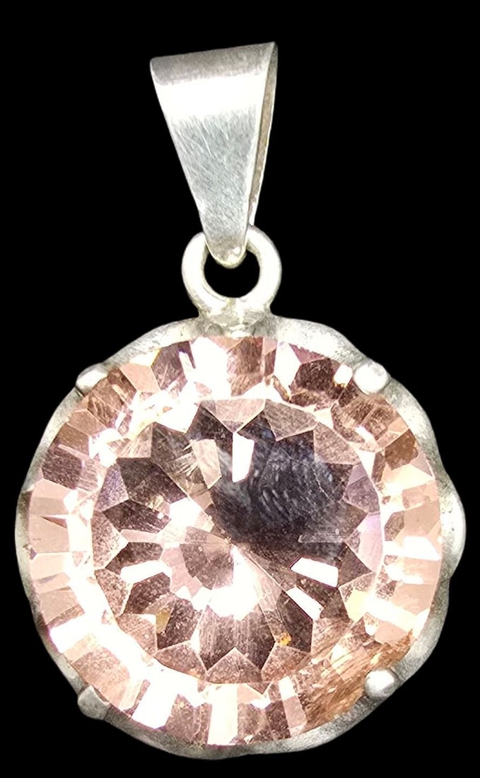 Beautiful Vintage Sterling Silver & Gemstone Pendant Charm: Very good vintage condition with minor patina according to age. Measures approx. 1 1/2" long x 1" wide and weighs ca. 9 grams. Marked for Sterling Silver.