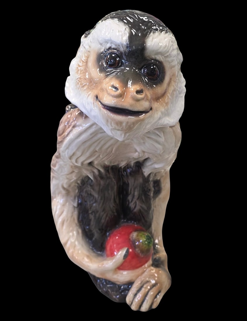 Rare Large Vintage 1970s THE TOWNSENDS Ceramics Monkey Sculpture: Very good vintage condition; no chips, cracks, or repairs. Measures approx. 21" high x 11" wide x 17" deep. Marked.